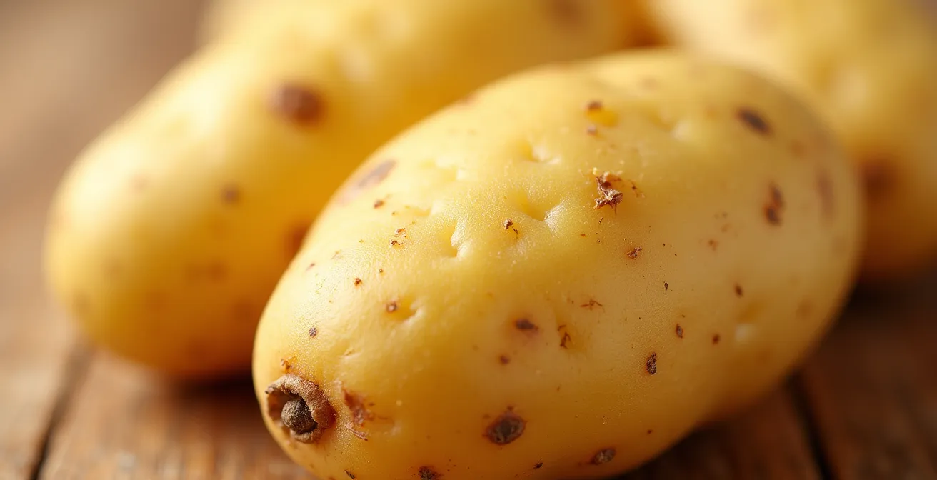 Extreme close-up of potato surface showing quality characteristics