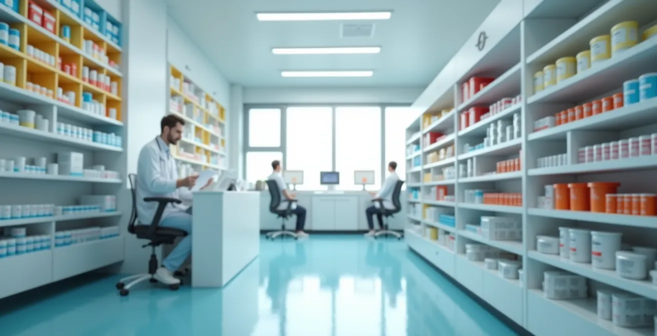 Veterinary office with organized medication storage and documentation systems