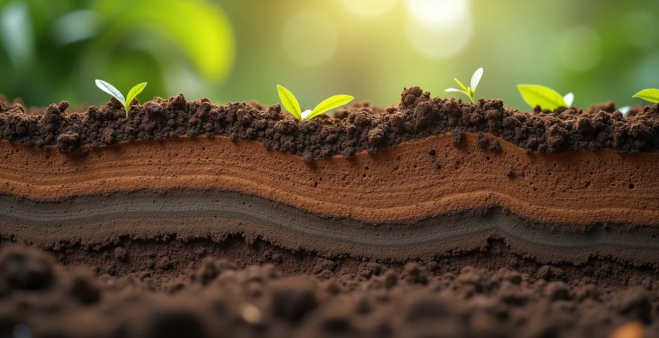 Abstract representation of layered agricultural data through natural soil stratification