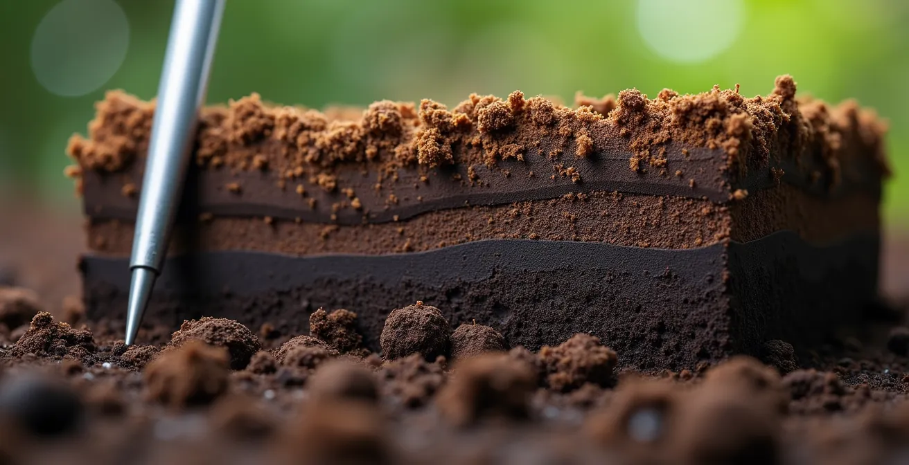 Cross-section view of proper sensor installation in soil showing tight contact